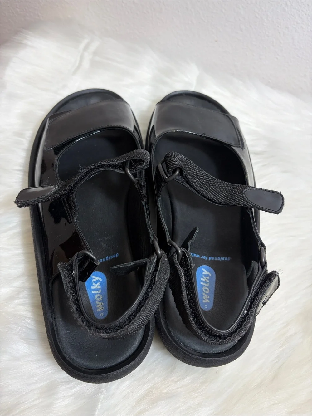 Black Patent Mary Jane Platform Sandals